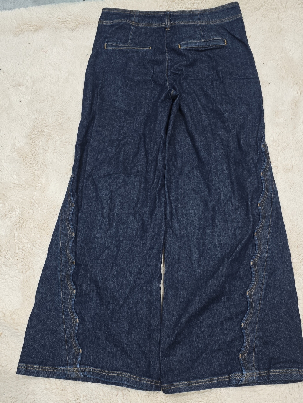 Wide Leg Dark Blue Women's Jeans - Picture 5 of 7